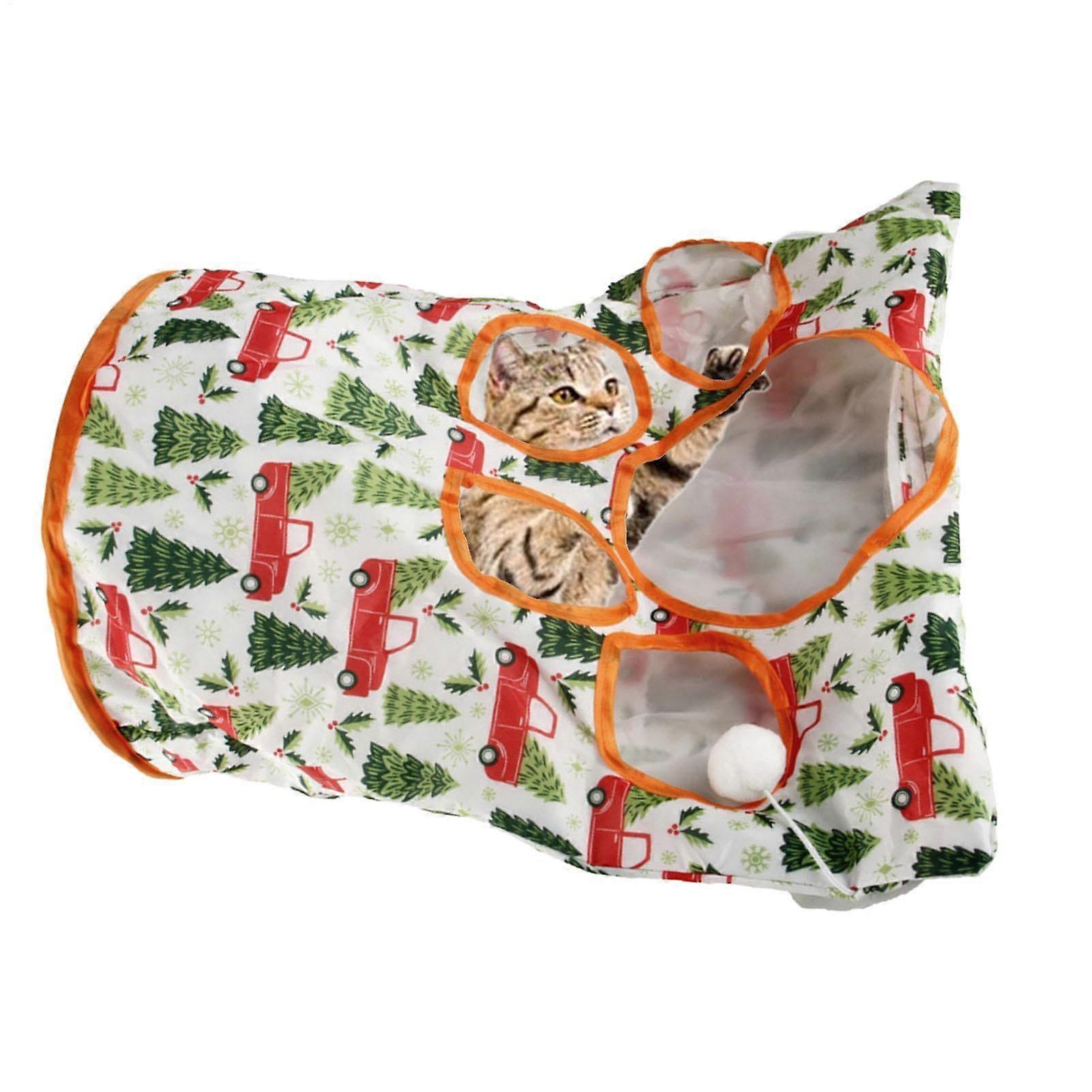 Cat Play Tunnel, Outdoor Cat Tunnel Kitten Tunnel Dog Track Toy with Furry Ball