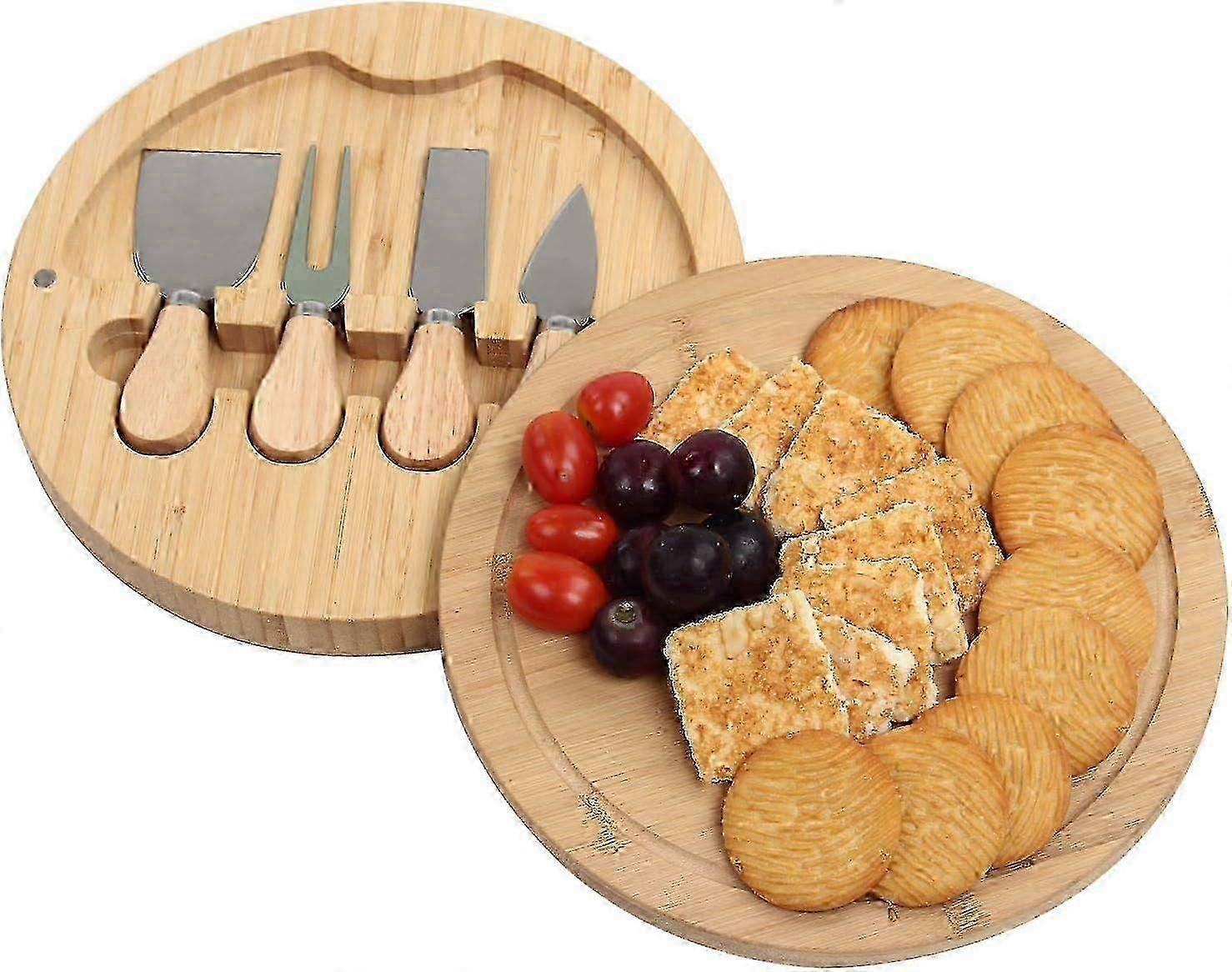 Bamboo Cheese Board & Cutting Board for Fruits & Appetizers - Ideal Serving Platter for Picnics, Parties, & Entertaining