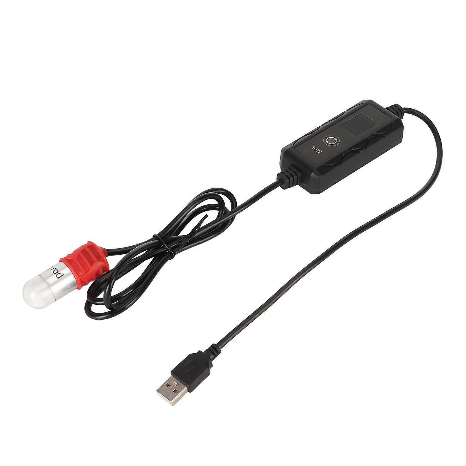 Super Mini Fish Tank Heater USB Powered 10W Adjustable Mini Submersible Aquarium Heating Rod with LED Display Thermostat US Plug 100‑240V 