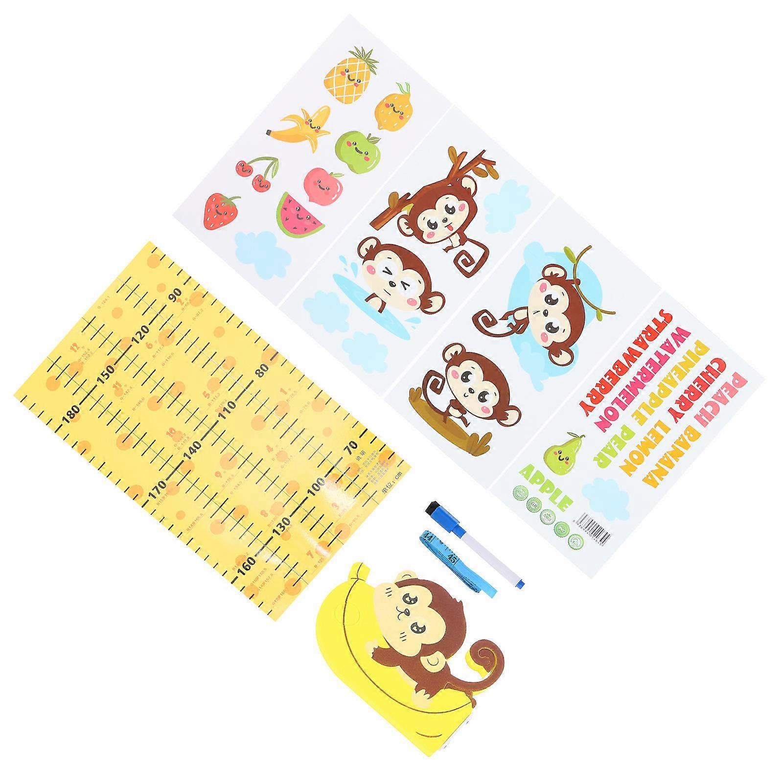 Kid Growth Height Chart 3D Cartoon Monkey Childlike Design Assorted Color 17.5X13.5CM Height Measurement for Kids 1 Set