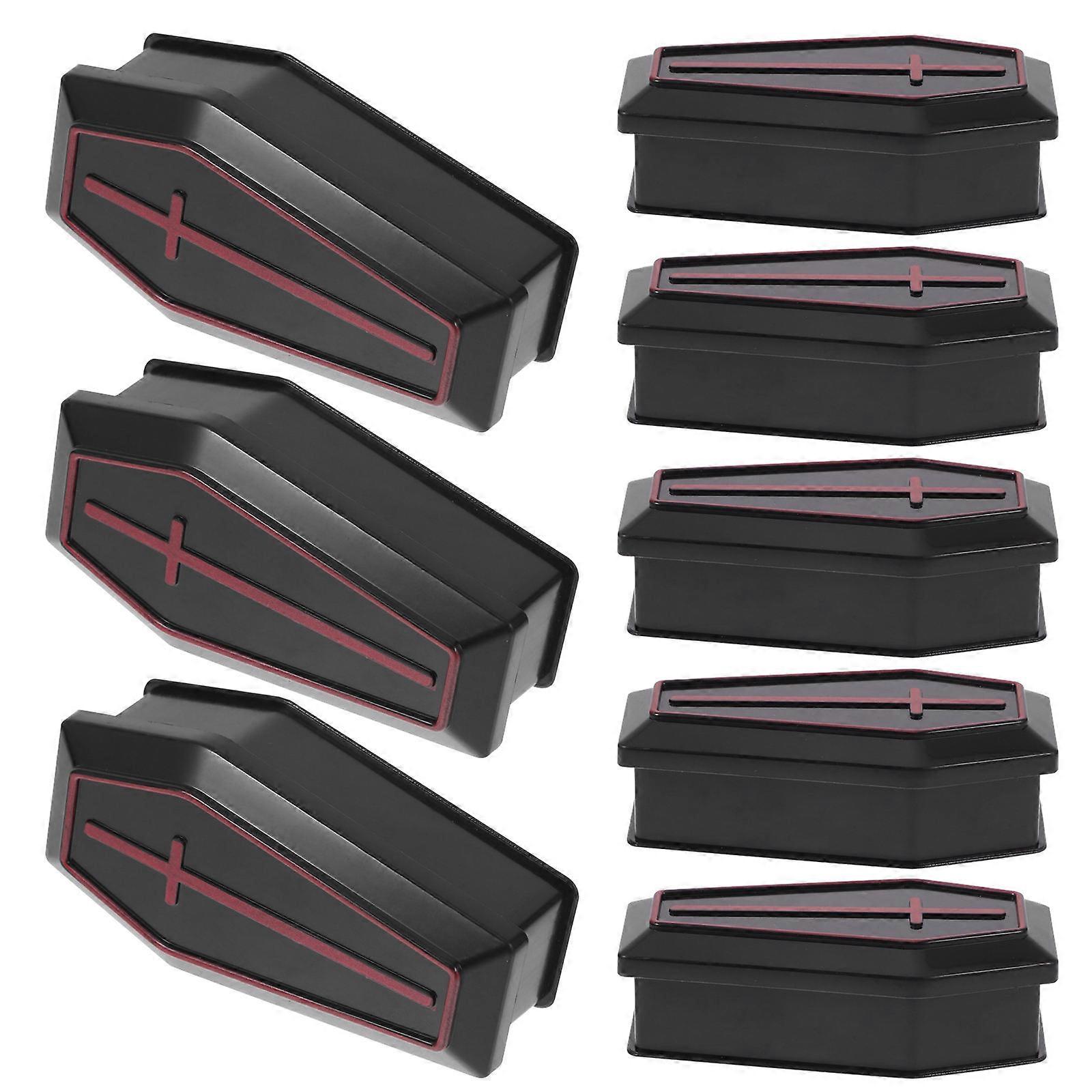 8pcs Halloween Mini Coffin Boxes with Lid Lightweight Plastic Party & Festival Decor Props for Atmosphere Enhancement