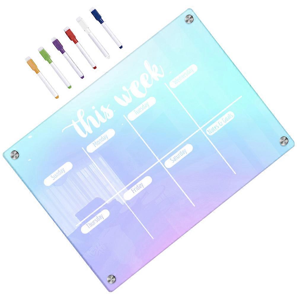 Fridge Weekly Planner Dry Erase Board Refrigerator Board Assorted Color 29.70X21.00X0.30CM Eraseable 1 Set