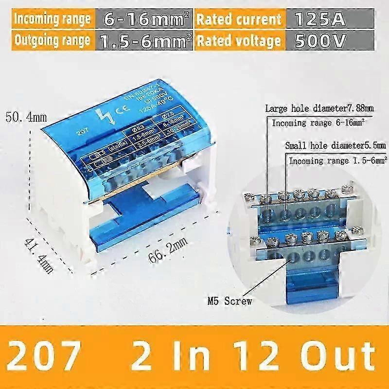 Din Rail Terminal Block UK125A Distribution Box UKK 1 In 2 In Several Out Power Universal Wire Electrical Connector Junction Box