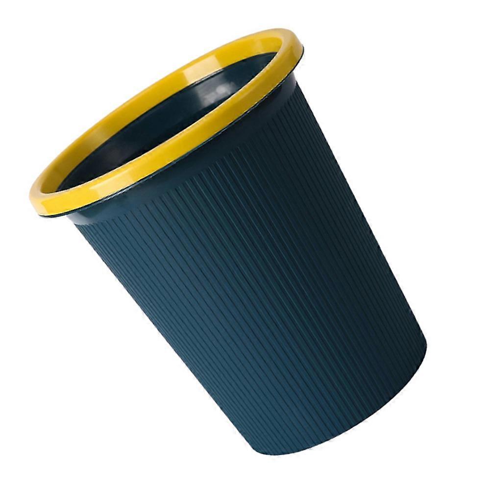 Small Plastic Trash Can Pressure Ring Design Rectangular Shape Dark Blue 24.8x16x23cm 2Pcs