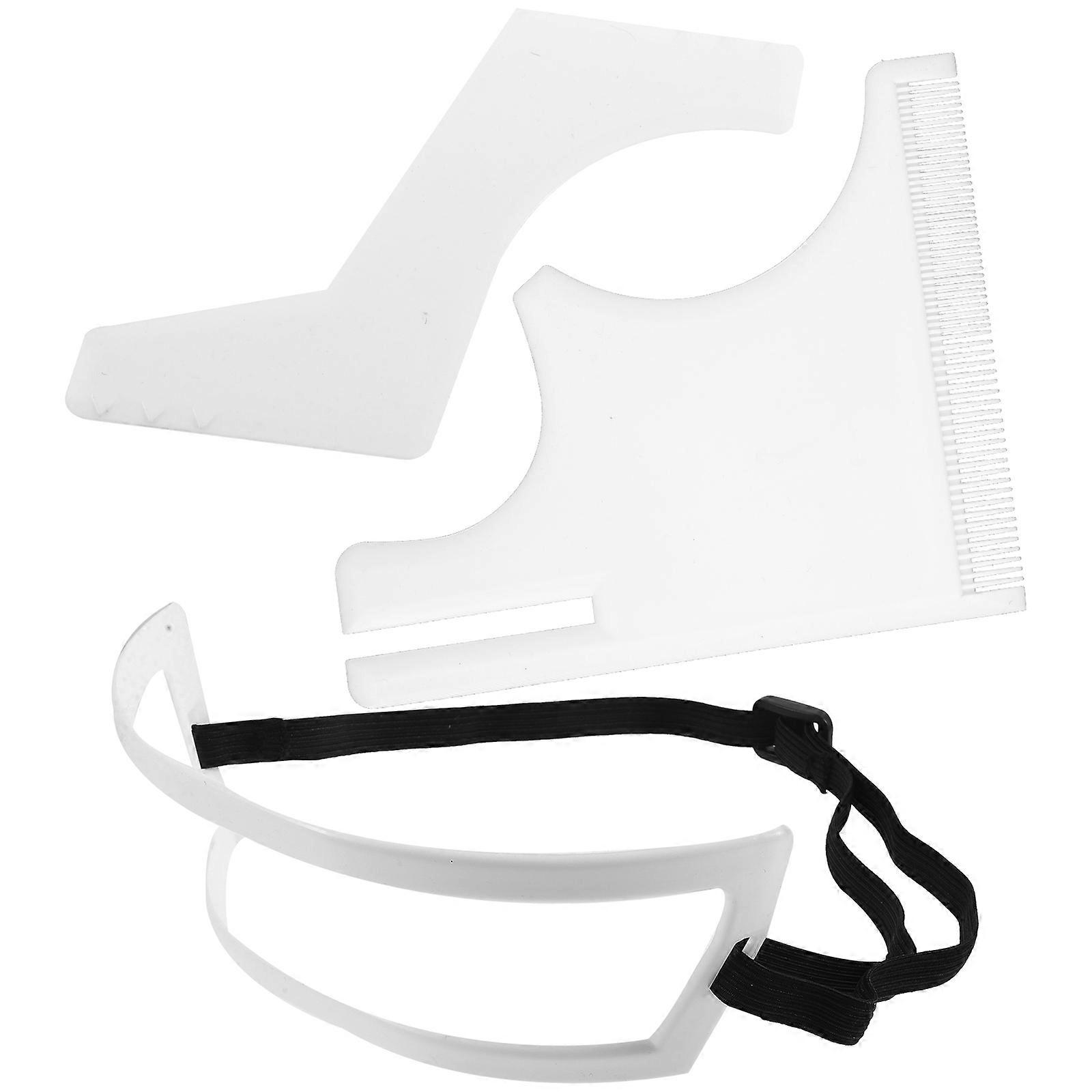 White Plastic Beard Shaping Tool Kit for Men with Simple Design and Practical Accessories 1 Set