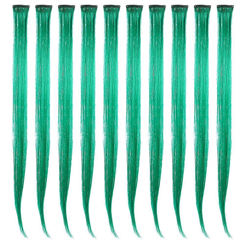 Hair Extension For Women Clip-In Hair Extensions Green Colored Hair Extensions Suitable For Daily Use 10 Pcs