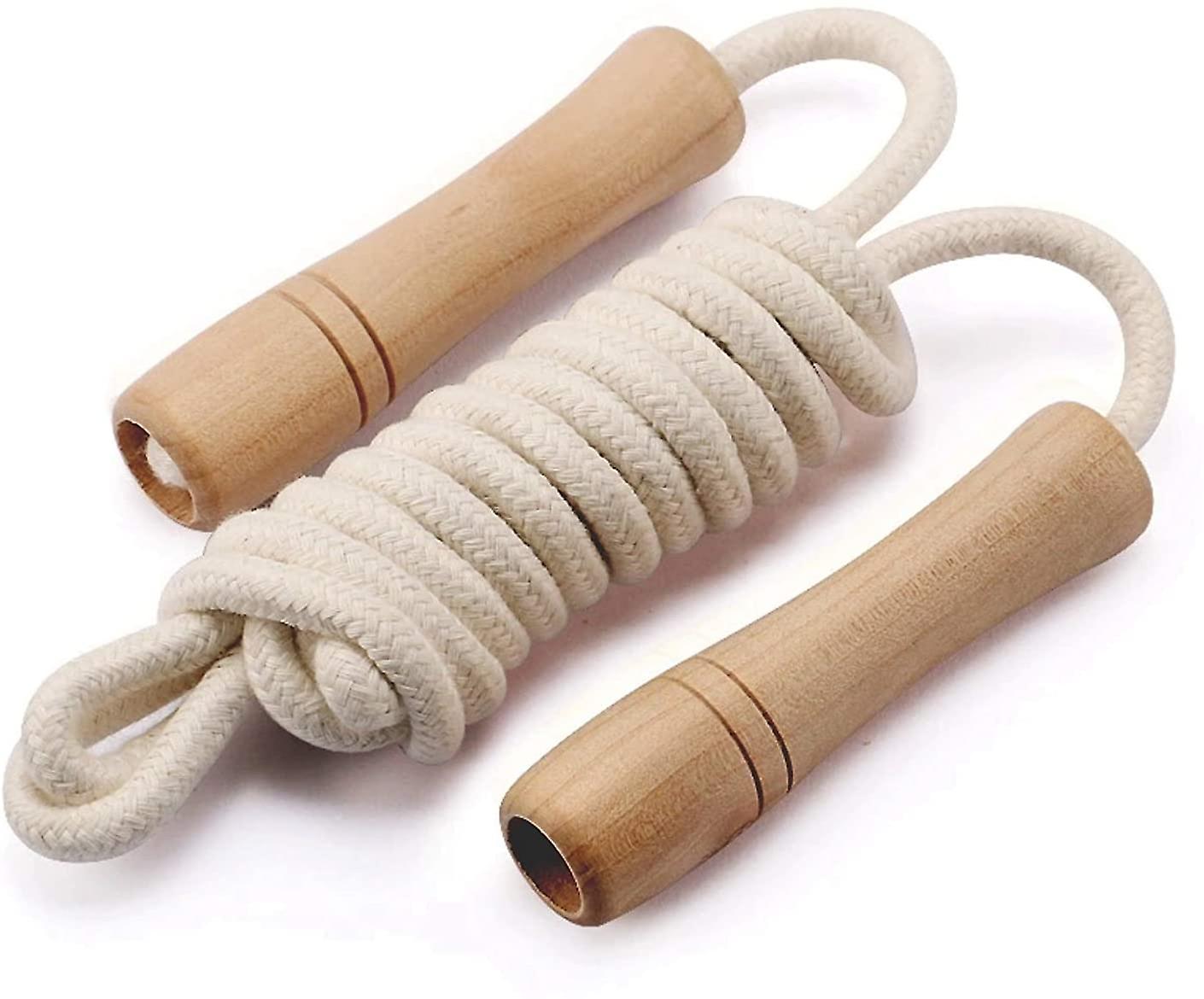Corde à sauter Sxbd pour enfants - Poignée en bois - Corde à sauter de fitness tressée en coton réglable