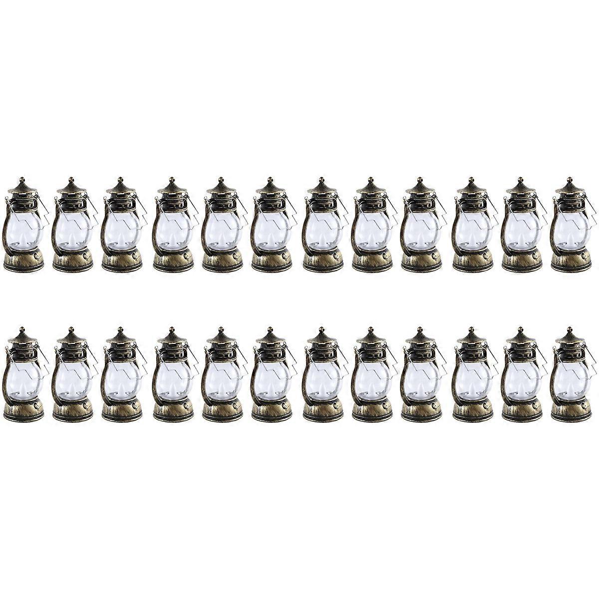 12 Pcs Mini Lantern Decorative with LED Candle Vintage Lantern Hanging Candle Lanterns Battery Opera