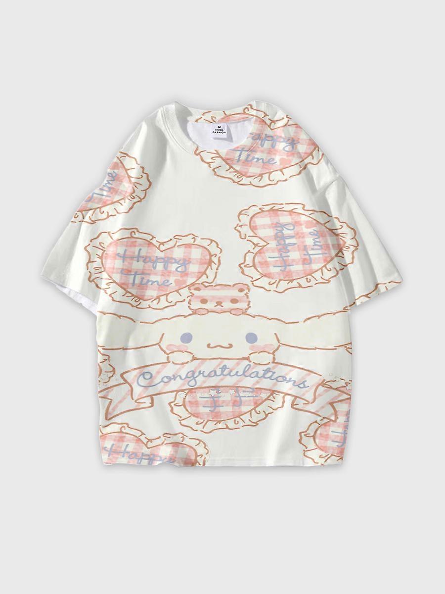 T-shirt round neck Cartoon Pattern loose short sleeve E2360