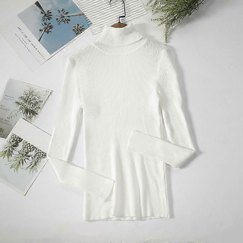 Women's Autumn and Winter Long-sleeved Knit Turtleneck with Solid Color Pullover