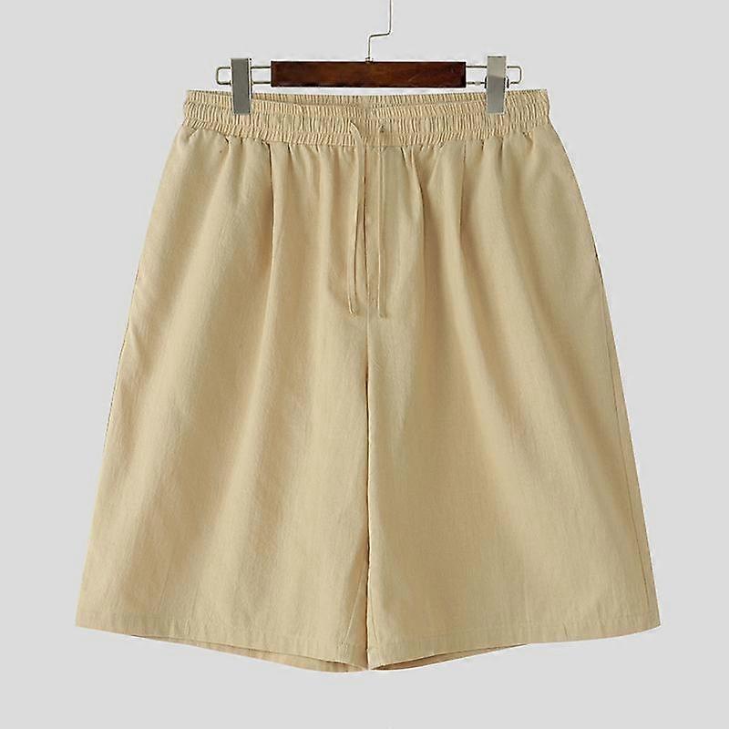 INCERUN Vintage Men High Elastic Waist Drawstring Casual Loose Half Pants Shorts