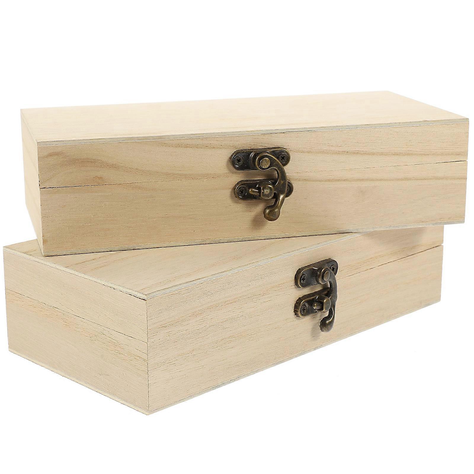 Rectangular Jewelry Box for Storage Use 2Pcs Wooden Small Trinket Boxes