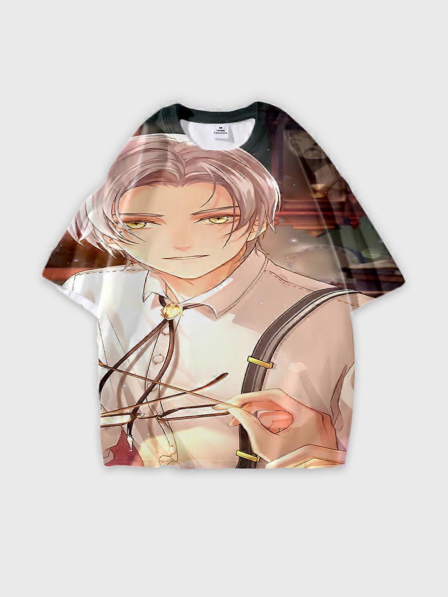 T-shirt round neck Role Pattern loose short sleeve E1134