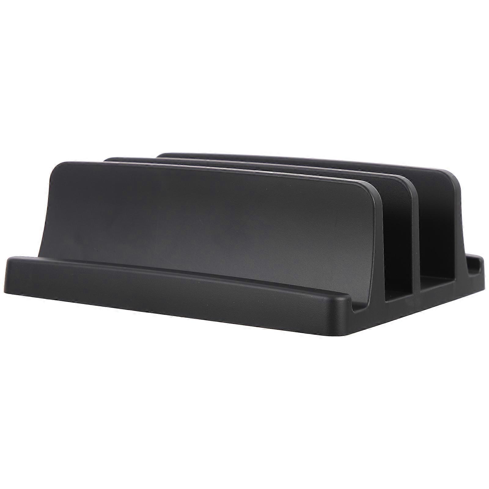 Black Plastic Laptop Stand with Vertical Design for Stable Storage and Desk Space Saving 13.5 x 8.2 inches