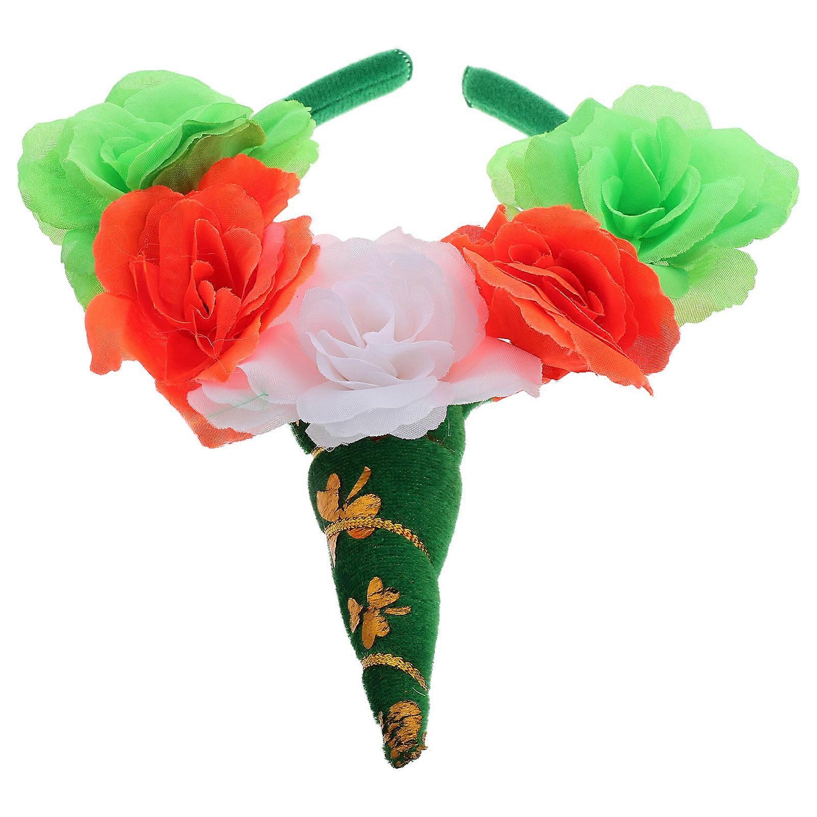 Fashionable Unicorn Headband with Flower Design for Decor Multi Color Cloth Comfortable and Stylish 7 Inches