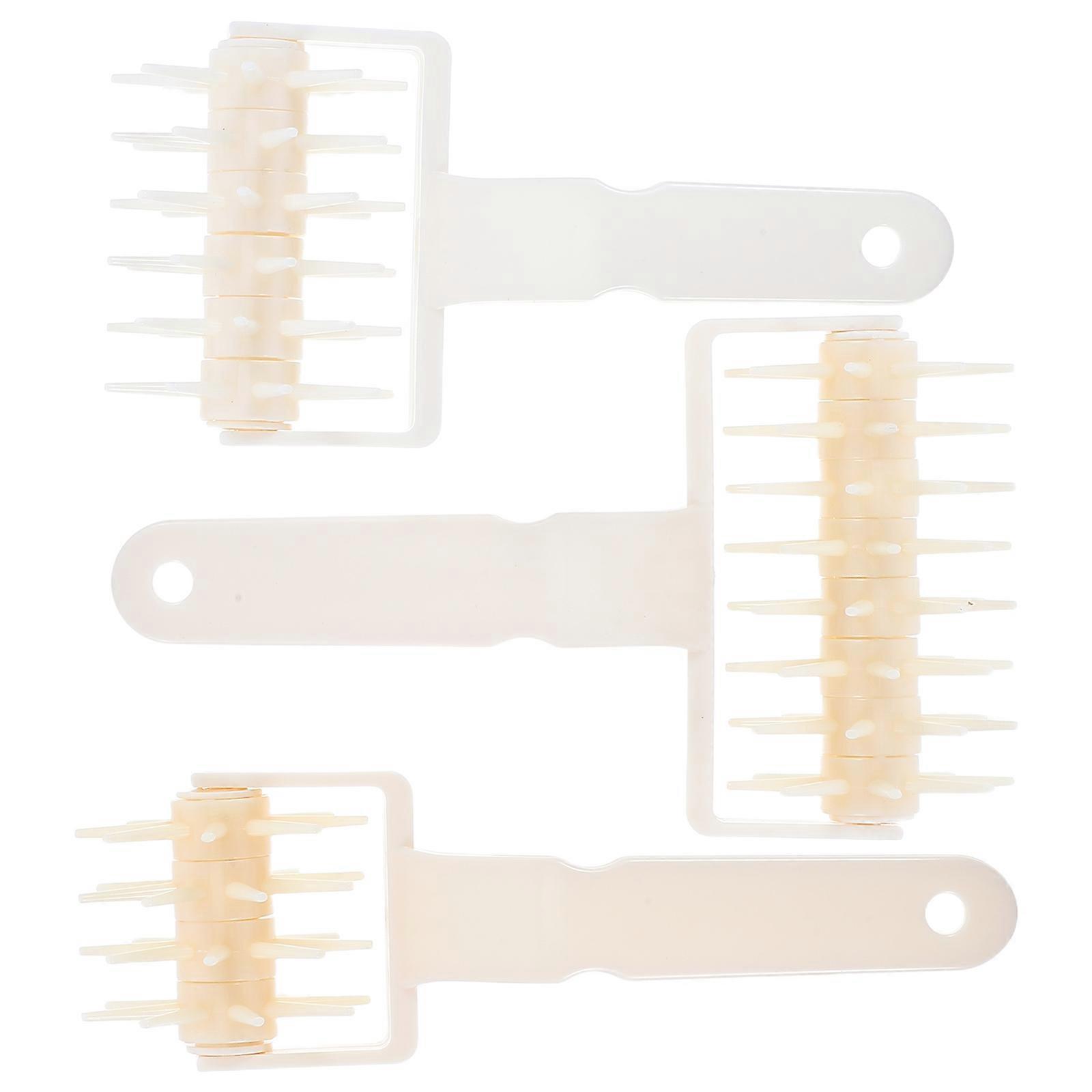 3pcs Plastic Dough Roller with Spikes for Precision Docking, Blisters Removal, and Even Rolling in Pizza, Bread, Cookies, and Pastries Baking