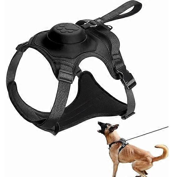 Leash and harness for dogs that don't pull - All-in-one dog harness - Built-in automatic locking retractable leash (size: M)