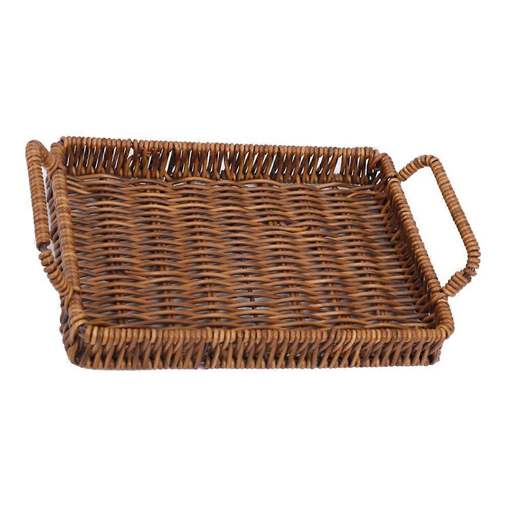 Rectangular Bread Basket with Handle for Home Use Made of in Brown Color 1 Pc