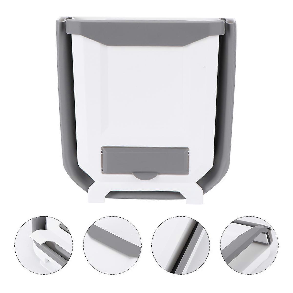 Compact Kitchen Trash Basket White Plastic Wall Hanging Container for Kitchen Use 1PC