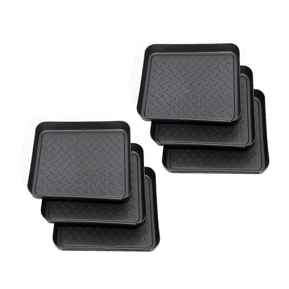 Black Plastic Shoes Tray for Storage Use Waterproof Multi-function 6 Pcs