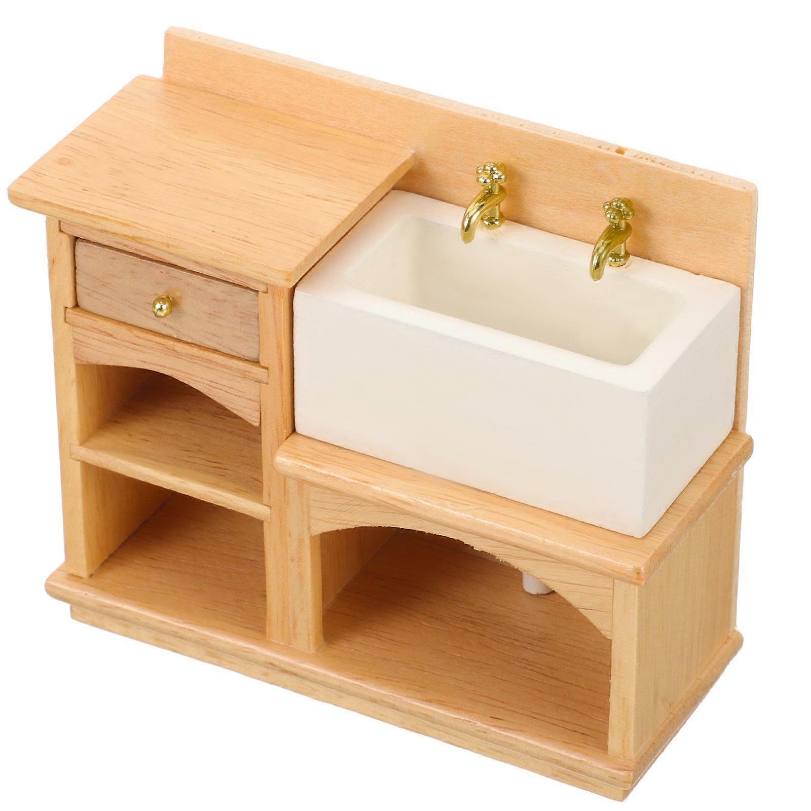 Decorative Mini House Decoration Adorable Miniature Furniture Mini Sink Cabinet Decor