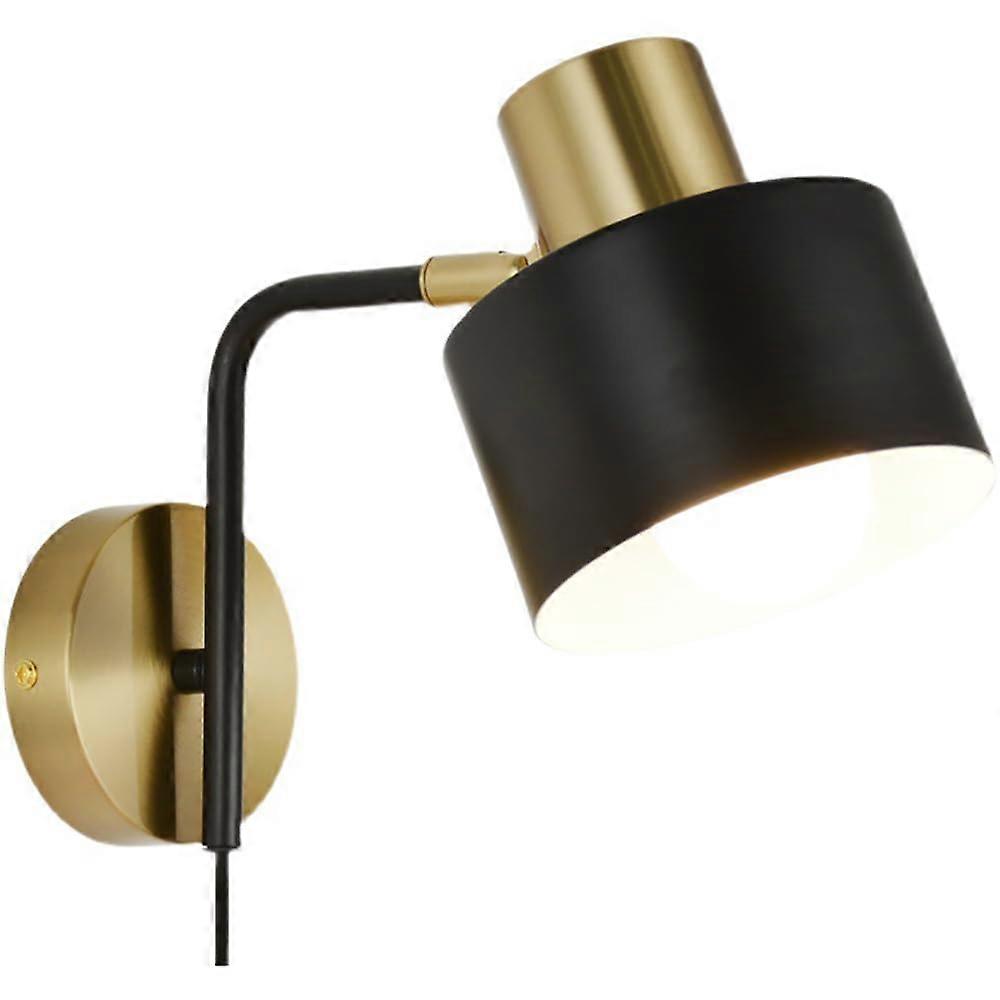 Plugin Wall Lights Bedside Reading Wall Light with Switch Wall Light Swivel Arm Industrial Wall Lights Black Metal 360° Rotatable and 90° Adjustable