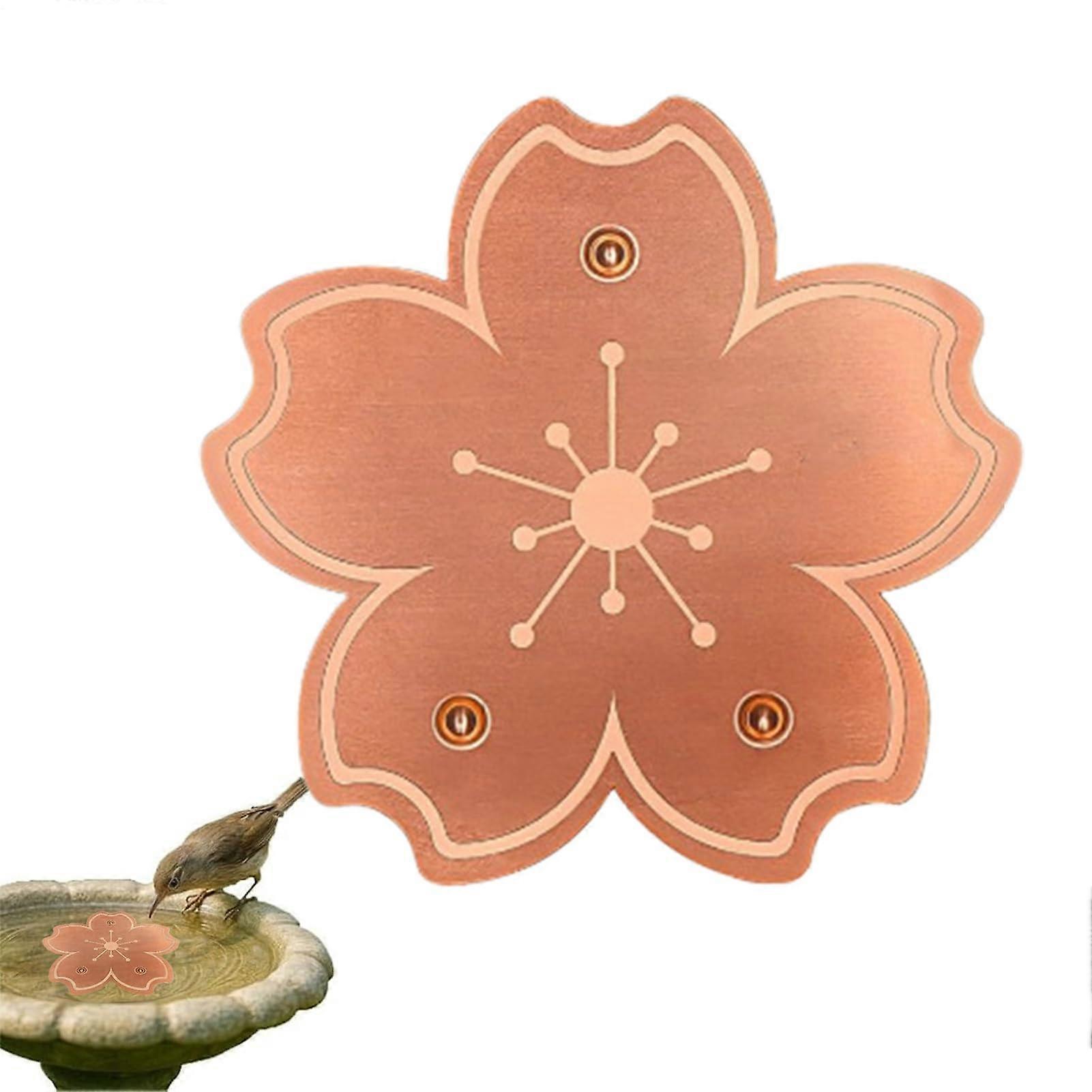 Flower Pattern Copper Bird Bath Cleaner Disk, Physical Cleaning Disk For Bird Baths, 3-Point Support Design