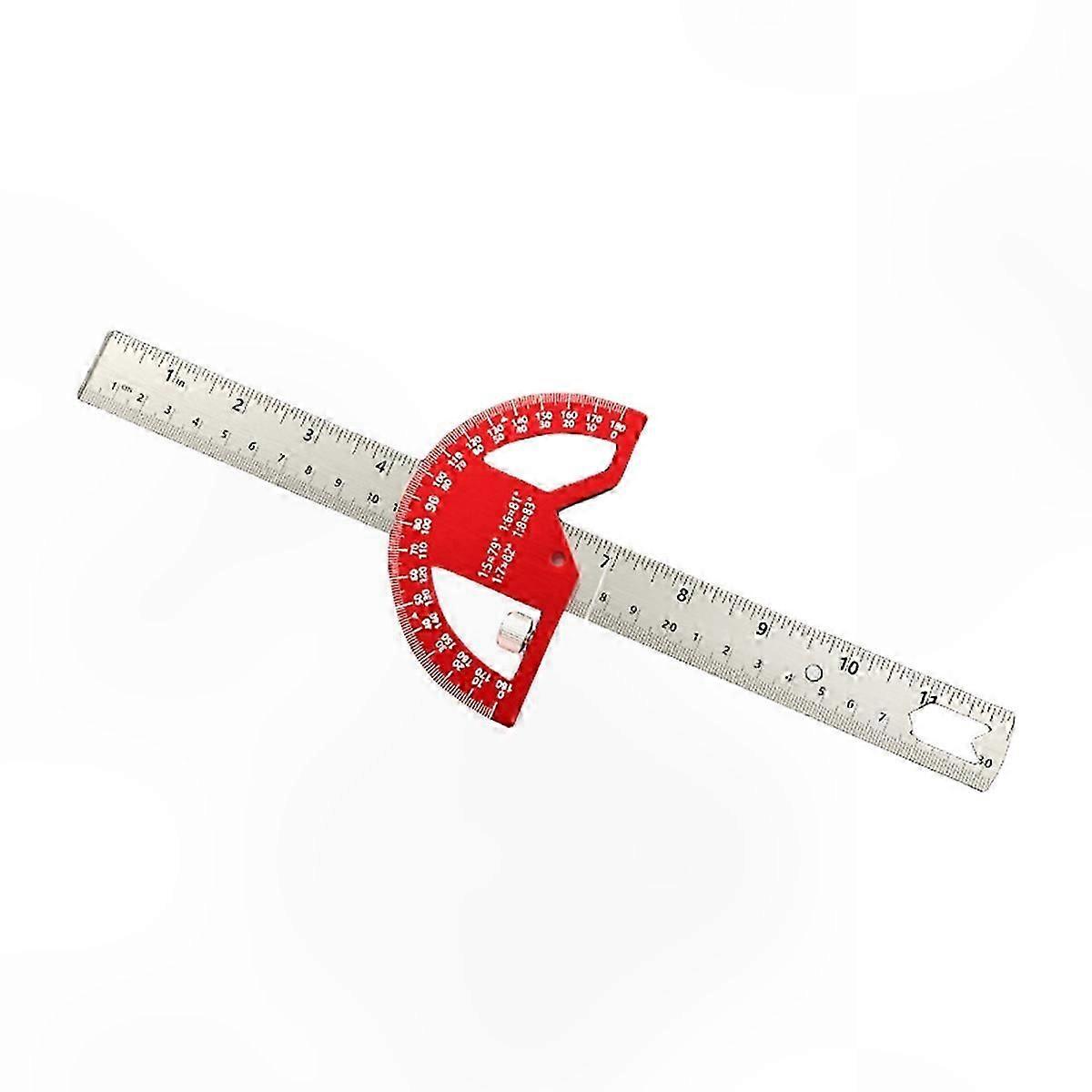 Adjustable Multi-angle Measuring Tool for 45/90 Degree Semi-circle Layout, 12-inch Precision Ruler