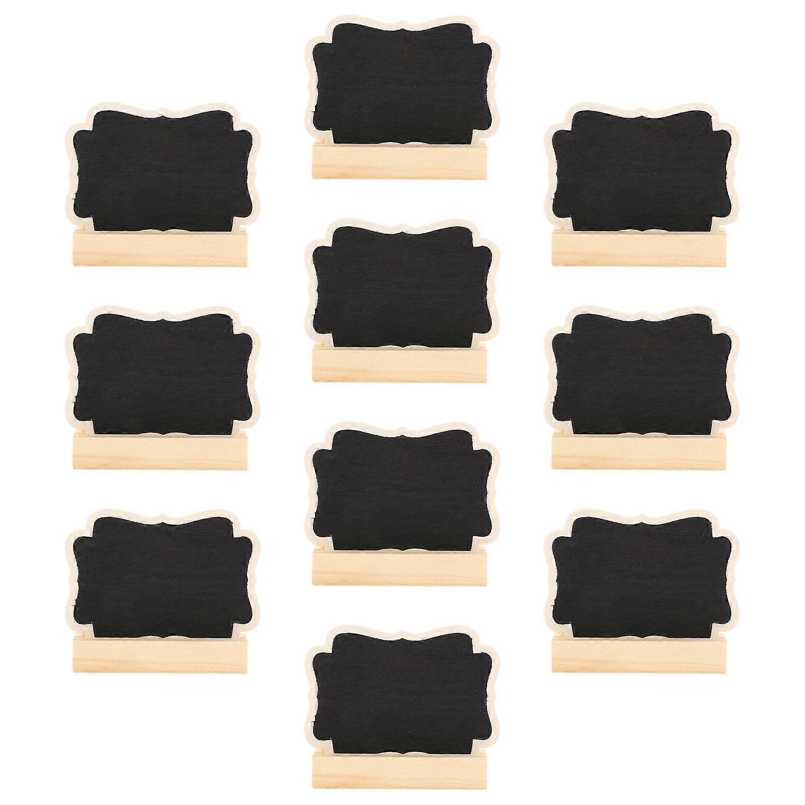 Wooden Mini Blackboard Set of 10 Pieces for Decoration with Stand Black Color Perfect for Notes and Wedding Use 3.5 x 2.75 Inches