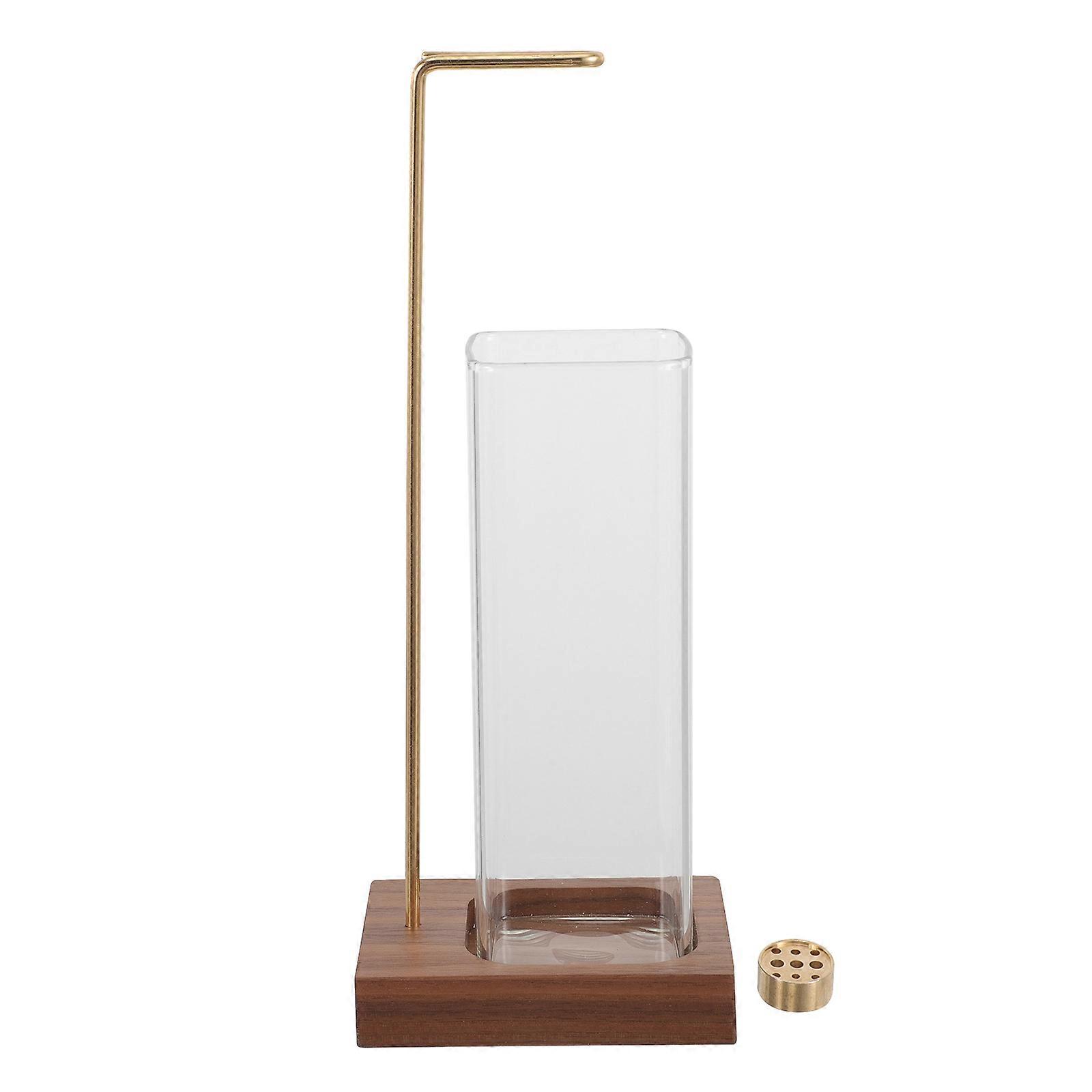 Incense Stick Burn Holder Ash Collector Home Use Square Wood Rust-Resistant 1 Set