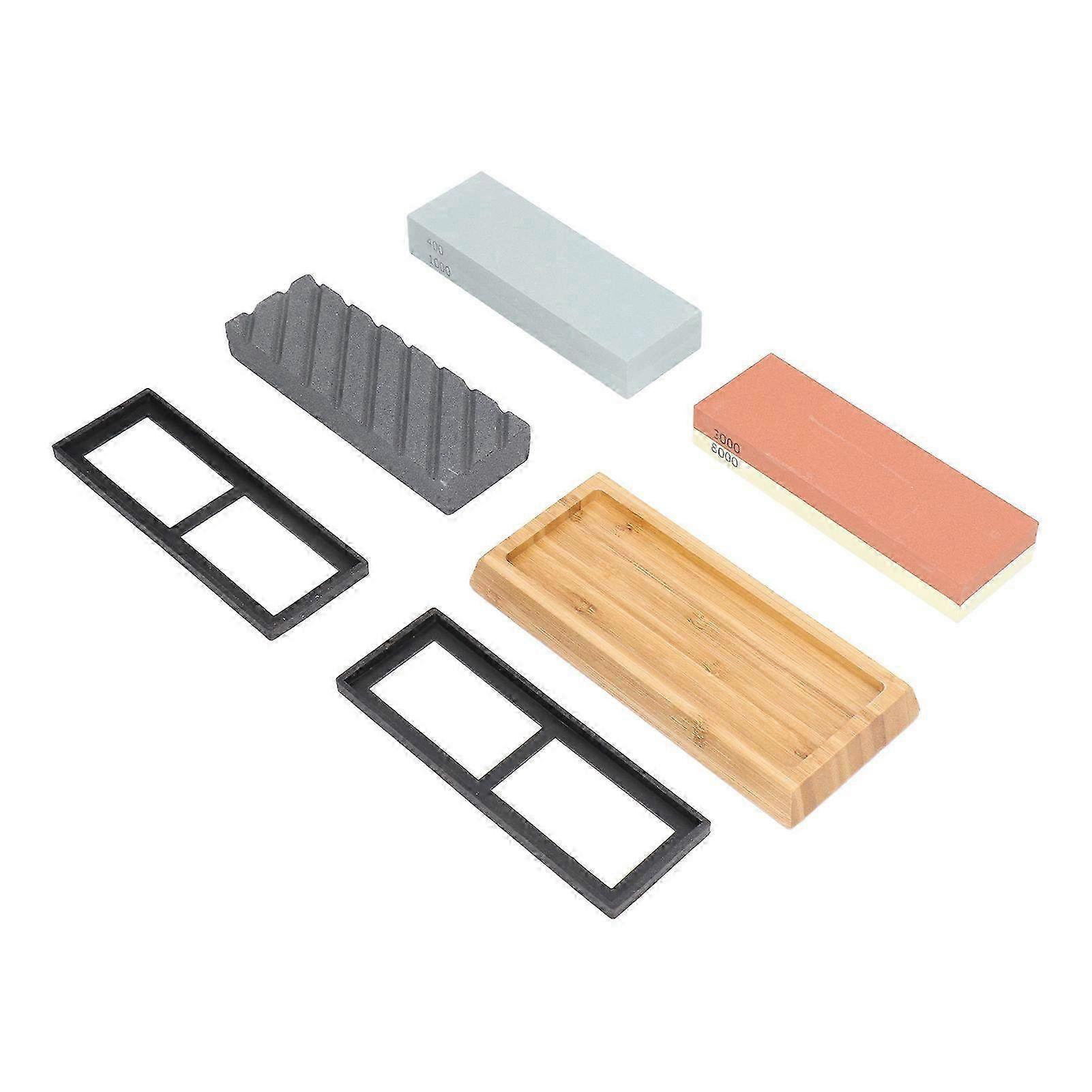 Set di pietre per affilare combinate con base in legno e tampone antiscivolo - Strumento perfetto per l'affilatura di coltelli e utensili
