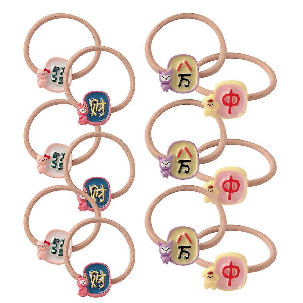 Cute Hair Ties 12Pcs Assorted Color Elastic Bands For Girls Festival Costume Comfortable To Wear