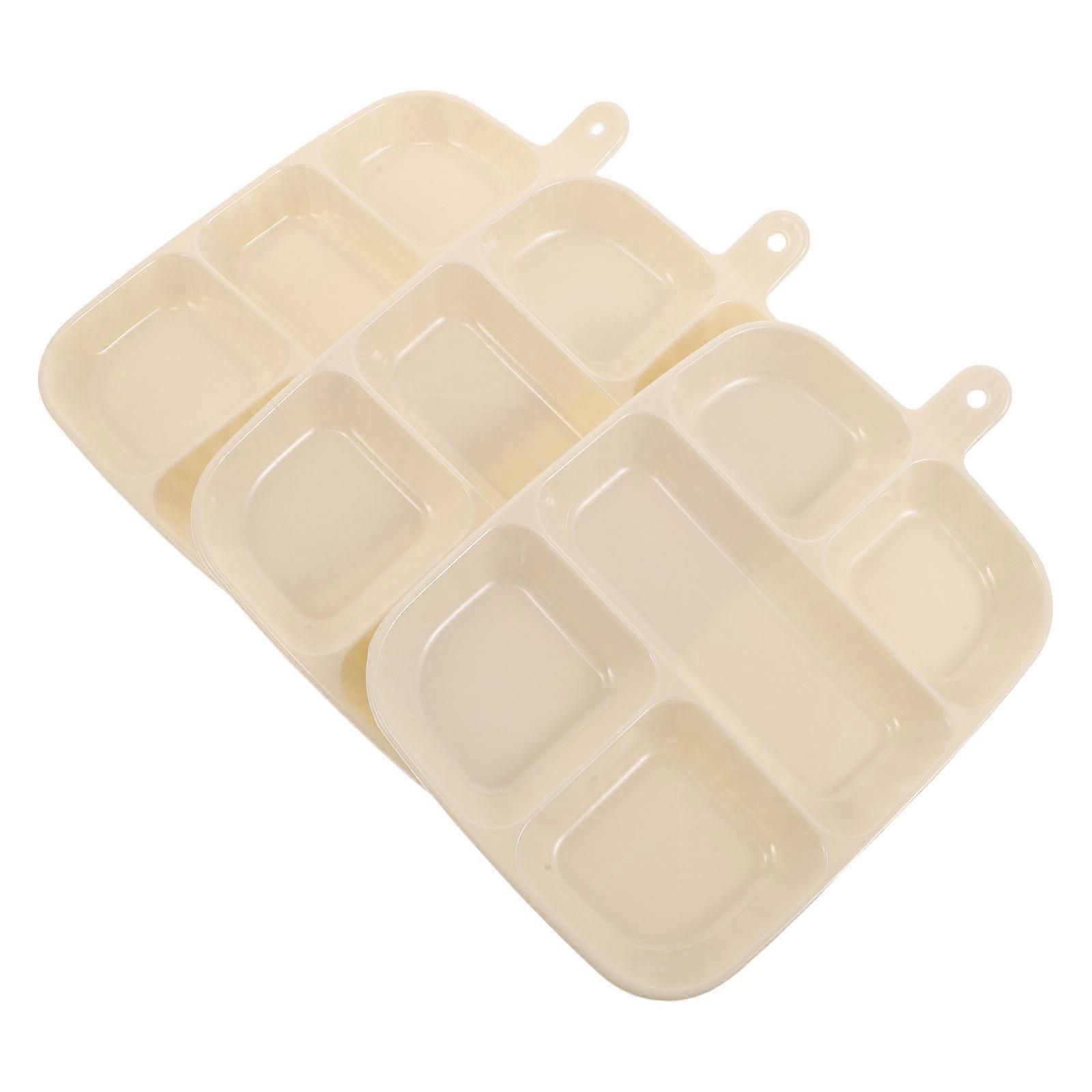 Ivory Plastic Compartment Tray Suitable For Households Divided Design 3Pcs Perfect For Snack Serving And Organization