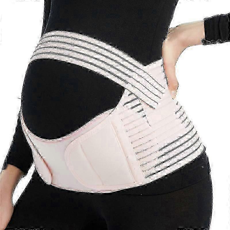 Ceinture de soutien de grossesse Ceinture de maternité 3-en-1 Douce Extensible Respirante Rose M(70-100cm)