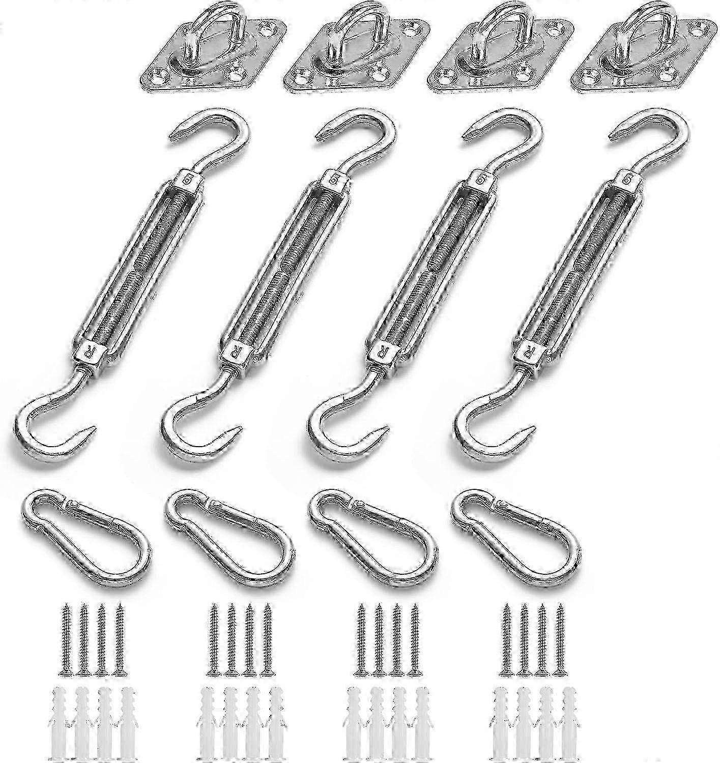 Sturdy Stainless Steel Hardware Kit for Heavy Duty Sun Shade Sails Including Triangle and Square Rectangle Garden Attachments Edition 0724