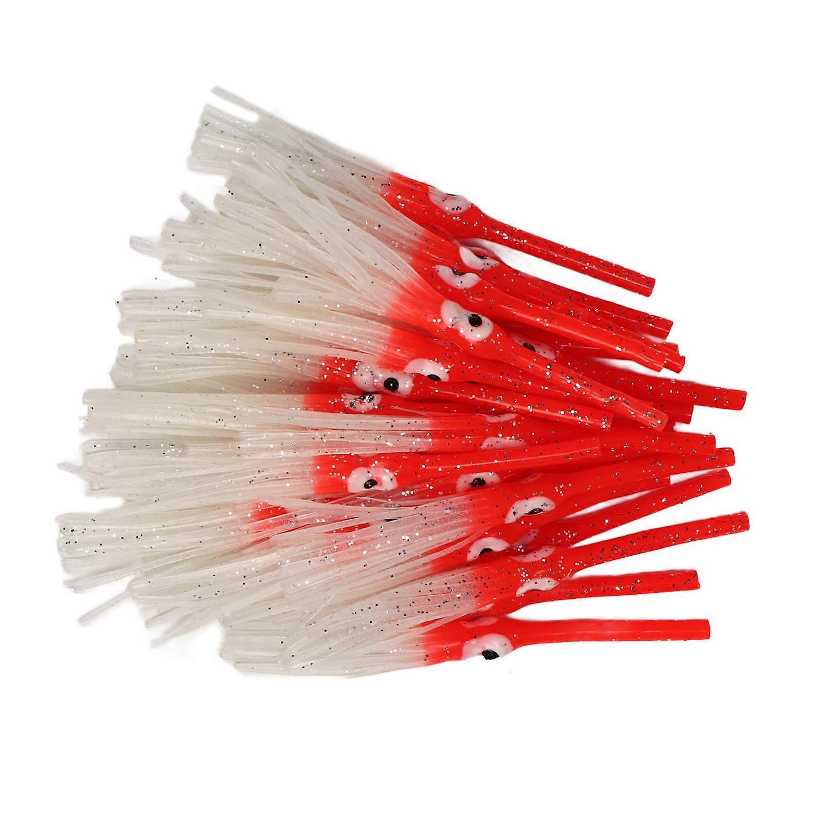 30pcs Luminous Squid Skirts Soft Artificial Octopus Luminous Bait for Saltwater Freshwater Red 