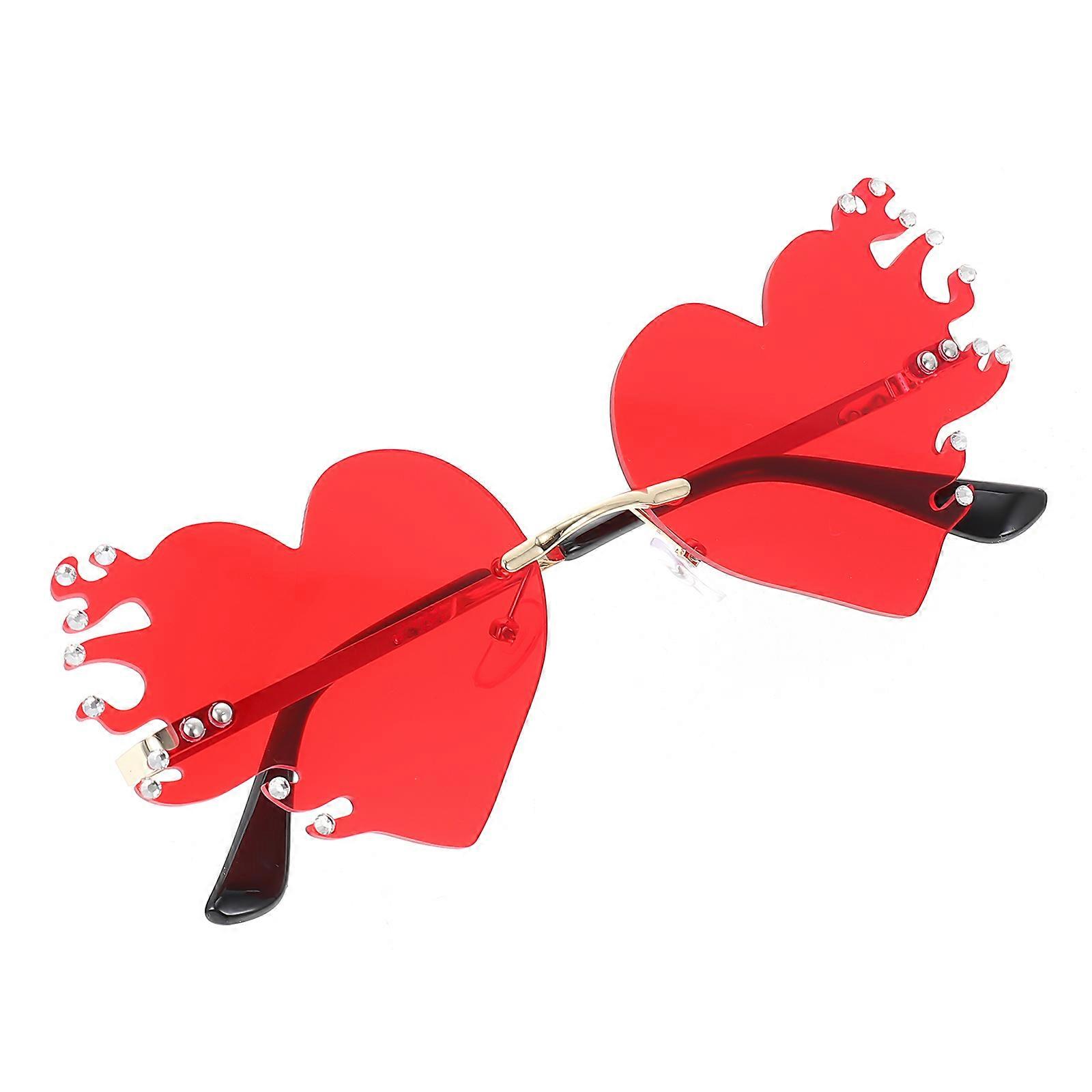 Stylish Rimless Heart-Shaped Unique Accessory For Festivals And Birthdays Red Protection 1 Pair