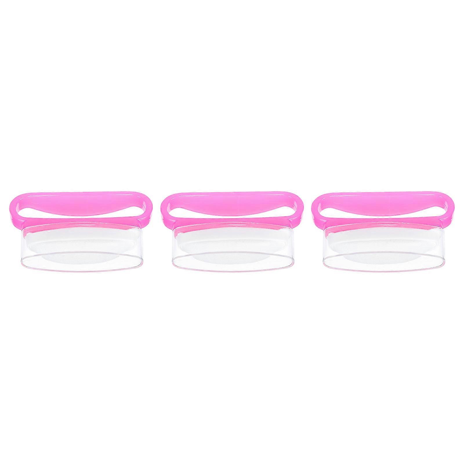 Round Handle Manicure Brush Designed For Home Use Travel Pink Polishing 3Pcs