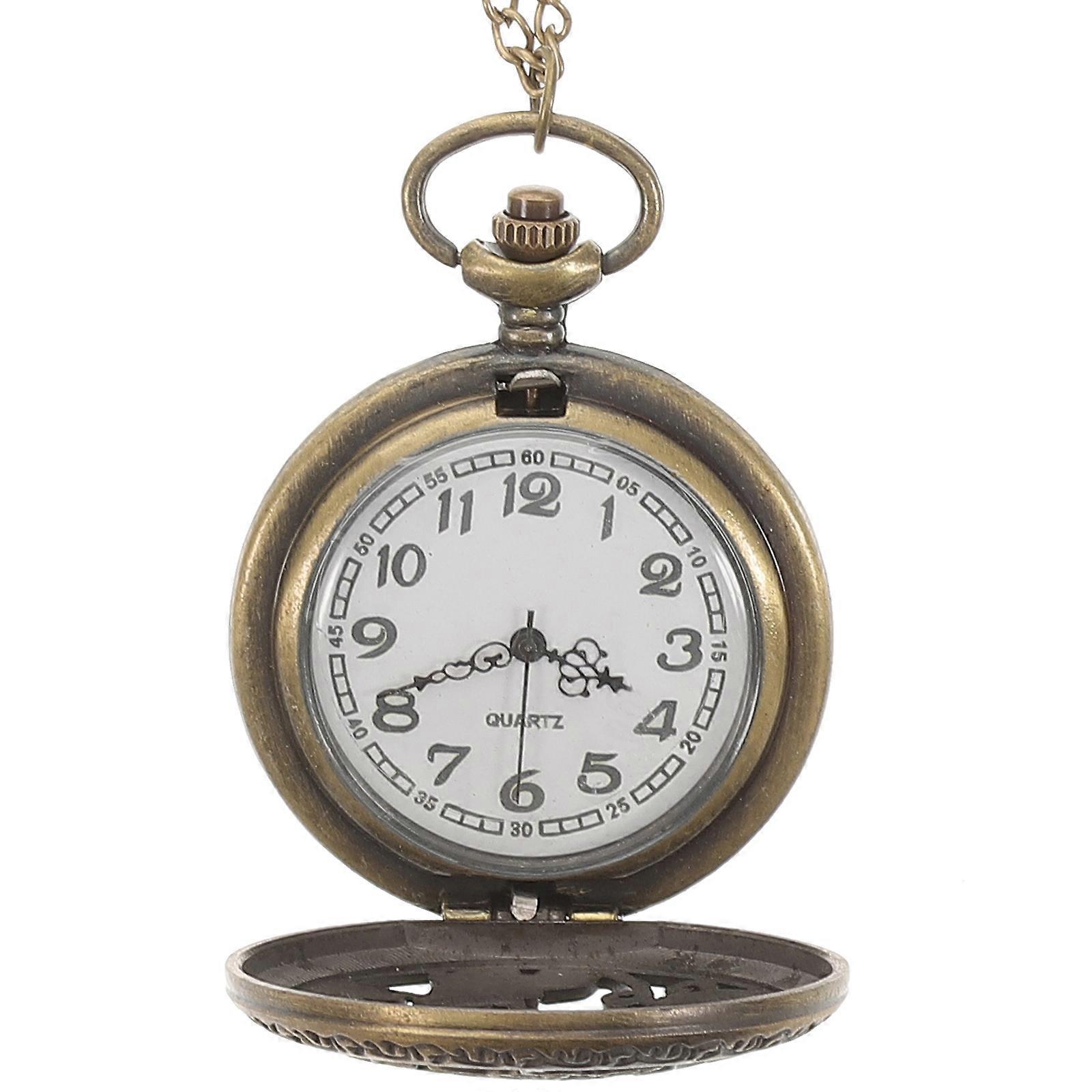 Vintage Hollowed Out Quartz Pocket Watch Necklace with Long Chain – Classic Retro Zinc Alloy Pendant Timepiece for Women, Stylish Decorative