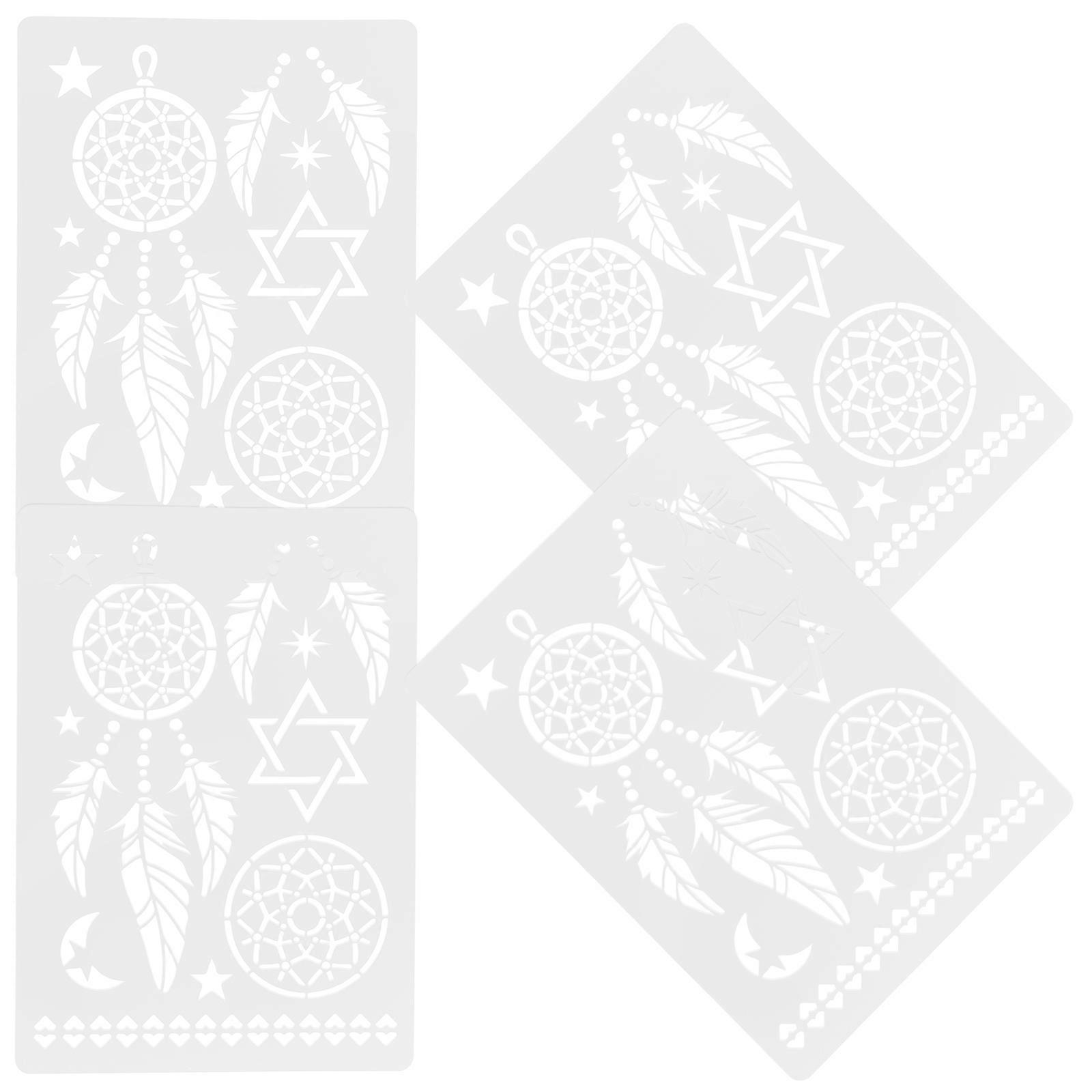 4Pcs Reusable Drawing Templates For Painting Stencils Suitable For Crafts With Decorative Hollow Design