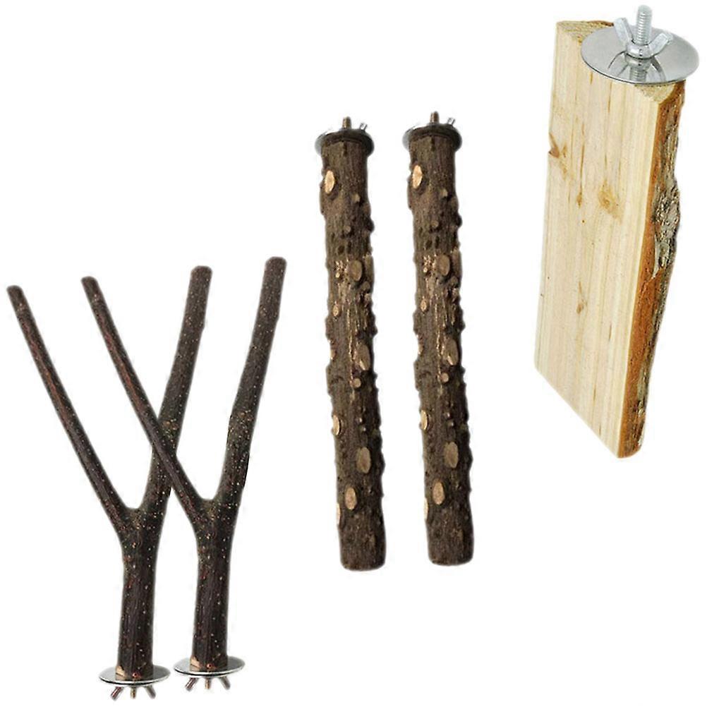 Wood Bird Perch for Parakeets and Parrots Assorted Color 5 Pieces for Pet Use