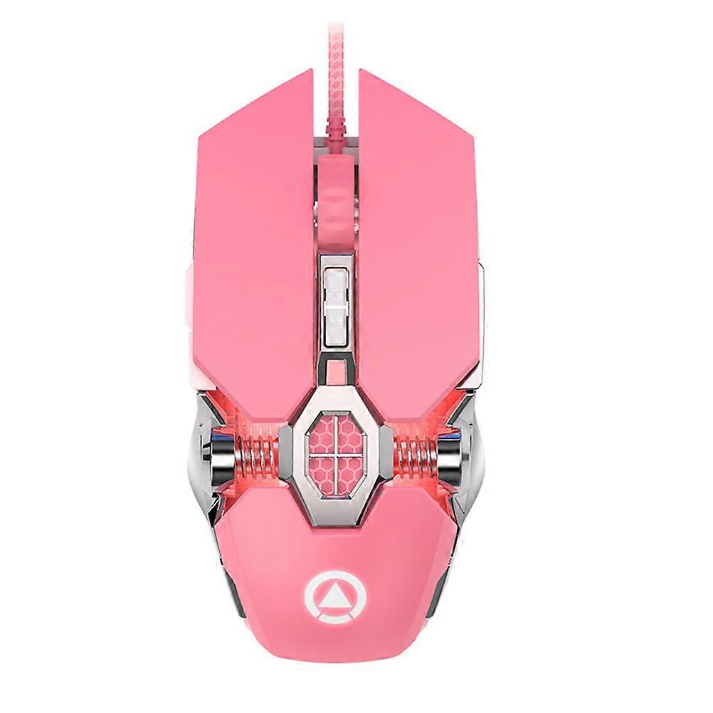 Durable Mechanical Mouse with Comfortable Touch Pink Aluminium Alloy for Computer 4 DPI Switching