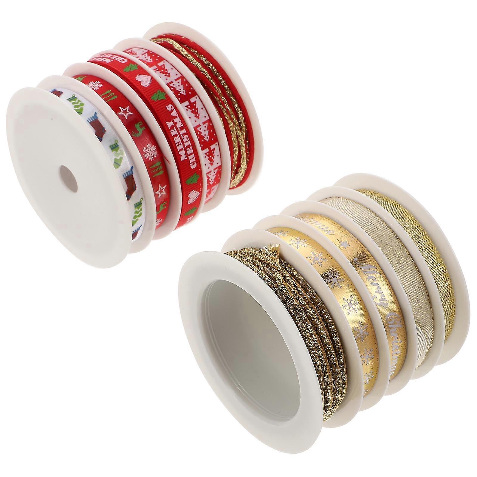 Multi Color Polyester Ribbons Designed For Gift Wrapping 2 Sets Christmas Style Decorative Ribbon Perfect For DIY Projects