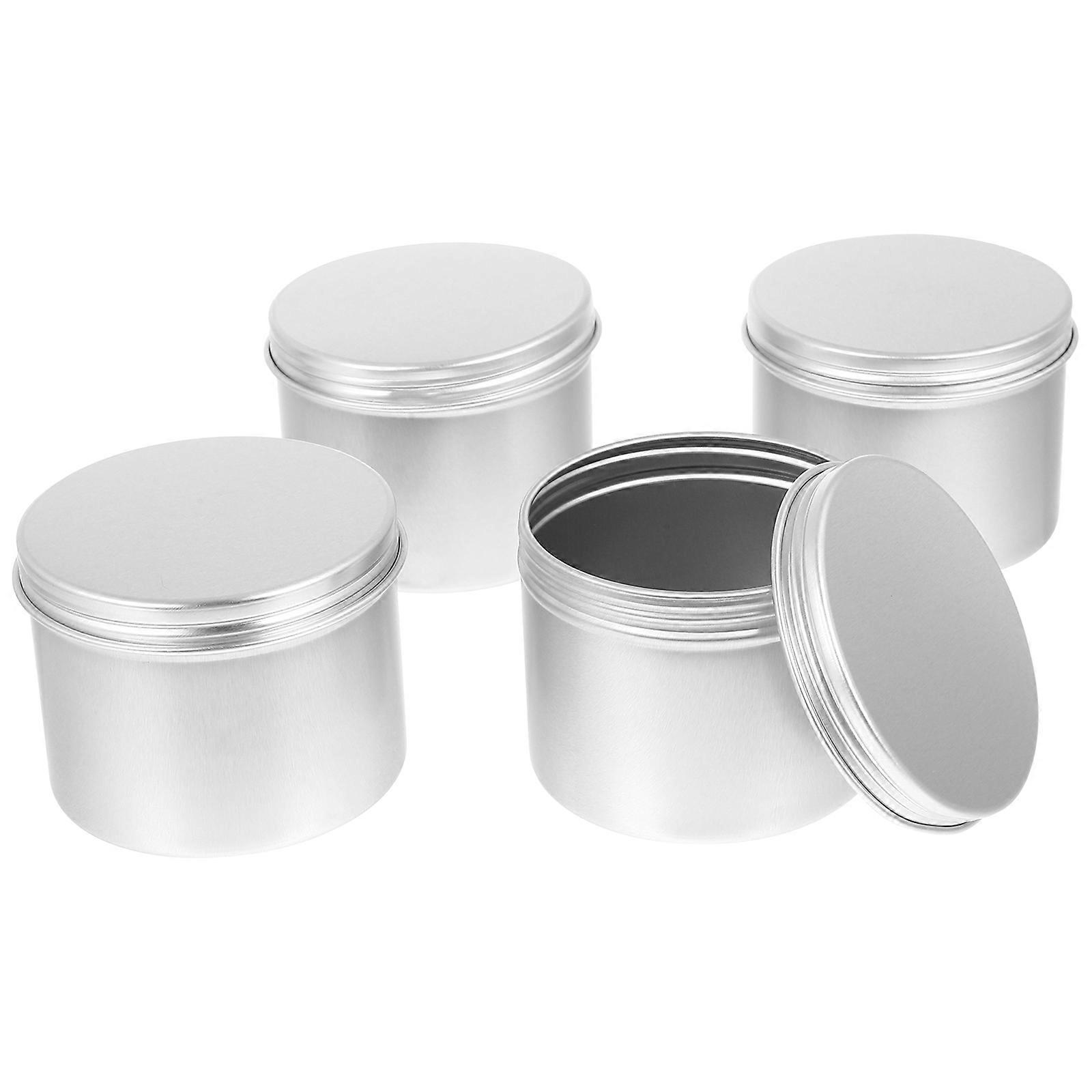 Empty Aluminum Round Box 4Pcs Refillable Storage Container Ideal For General Users Easy To Use Travel And Party Gift Packing Dust-Proof Functionality