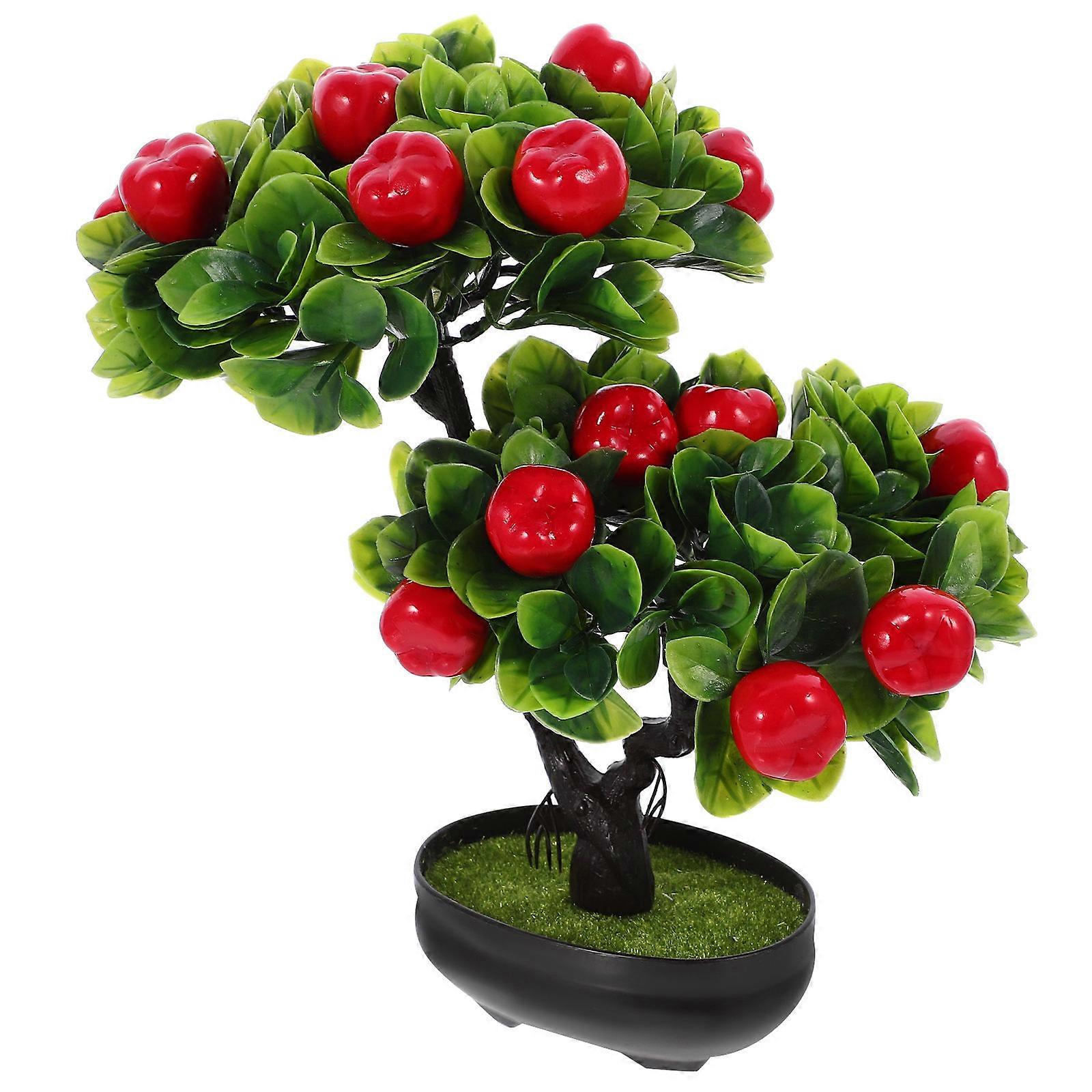 Artificial Potted Fruit Tree Desktop Faux Bonsai Ornament