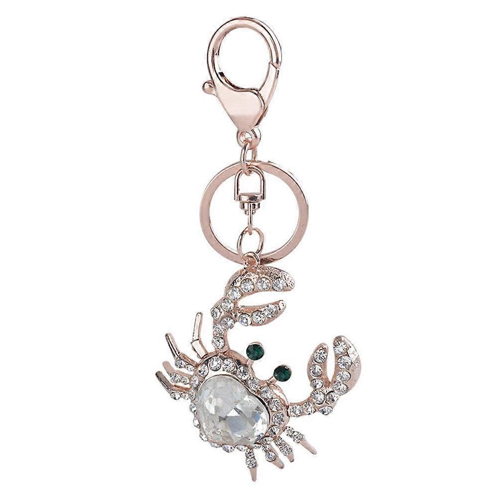 Crab Shape Keychain Pendant For Bags And Backpacks In White Crafted From Zinc Alloy 1Pcs