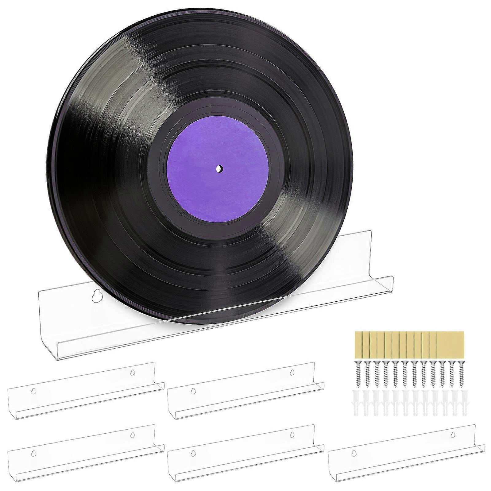 Vinyl Wall Mount Shelves 6Pcs Clear Display Shelf For Office Use Floating Acrylic Storage Solution