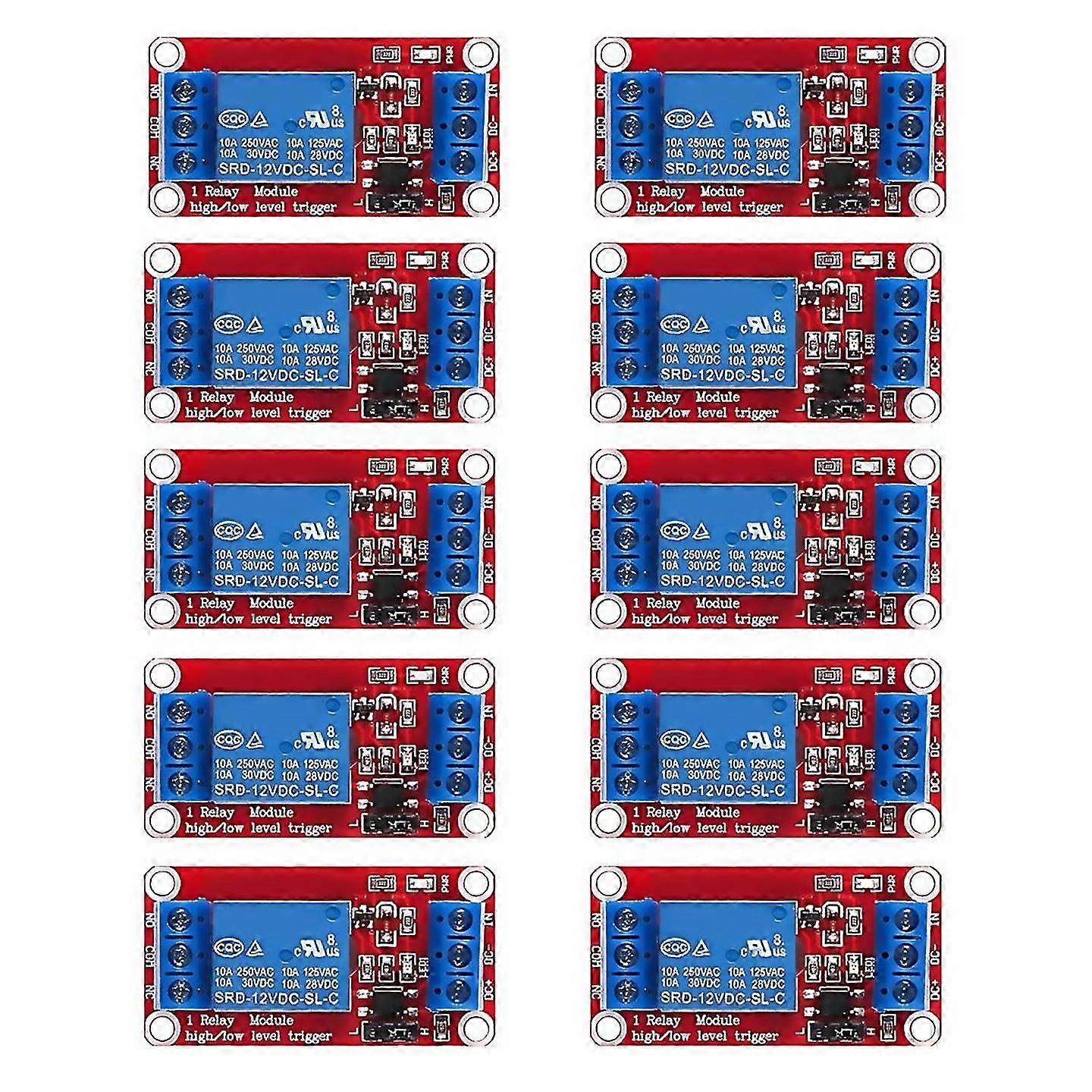 For 10pcs Relay Module Dc 12v Relay Board 1 Channel With Optocoupler