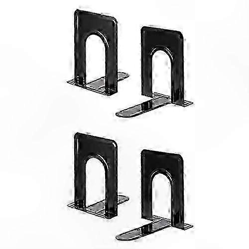 Set of 4 Durable Bookends with Non-Slip Base for Home, Office, and School Use, Black Finish