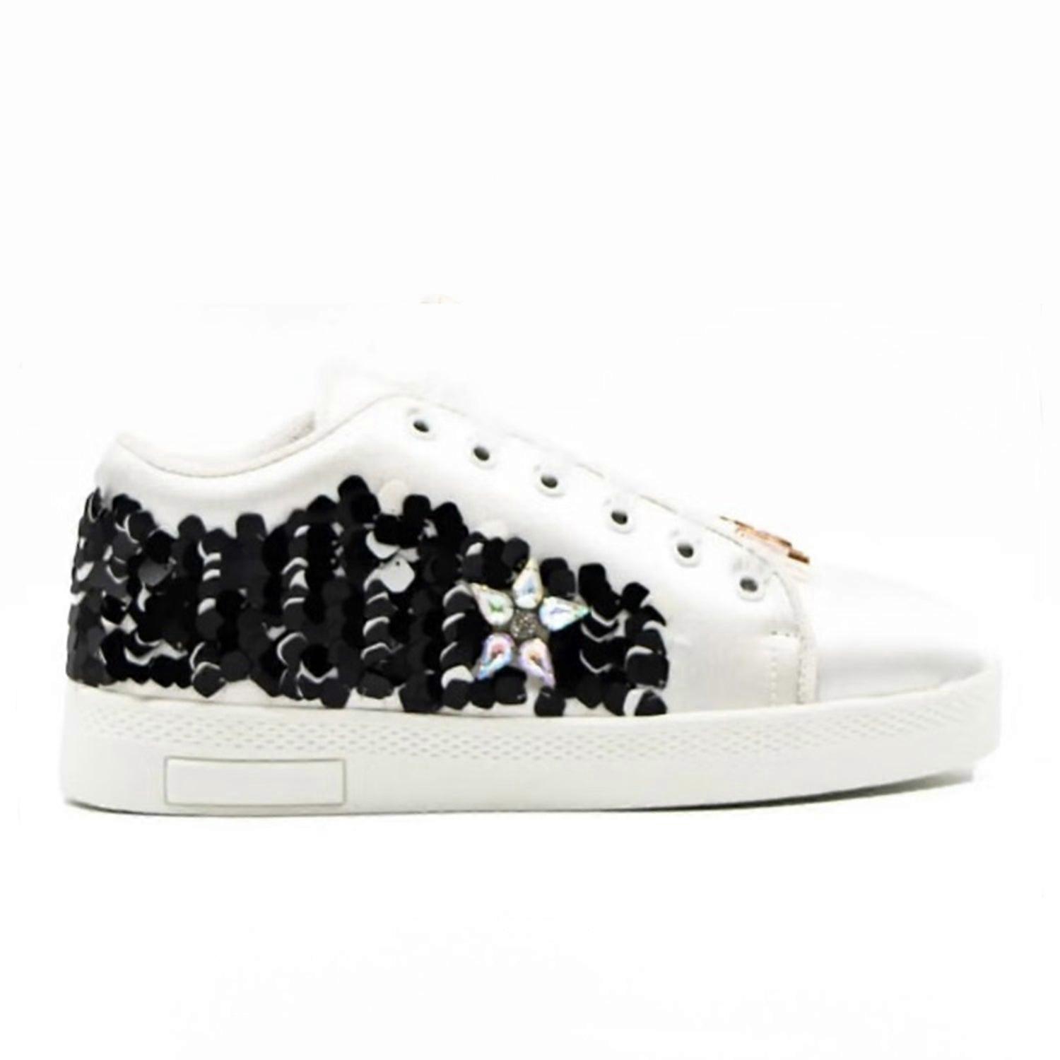 Ainhoa luxury  white  satin handmade embellished tennis shoe